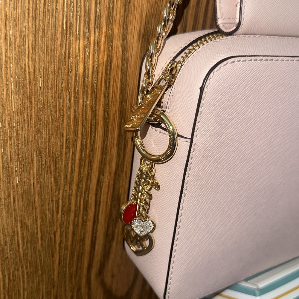 Michael Kors Set Blush Pink Crossbody Bag Wallet Keyholder Keychain - Picture 6 of 14